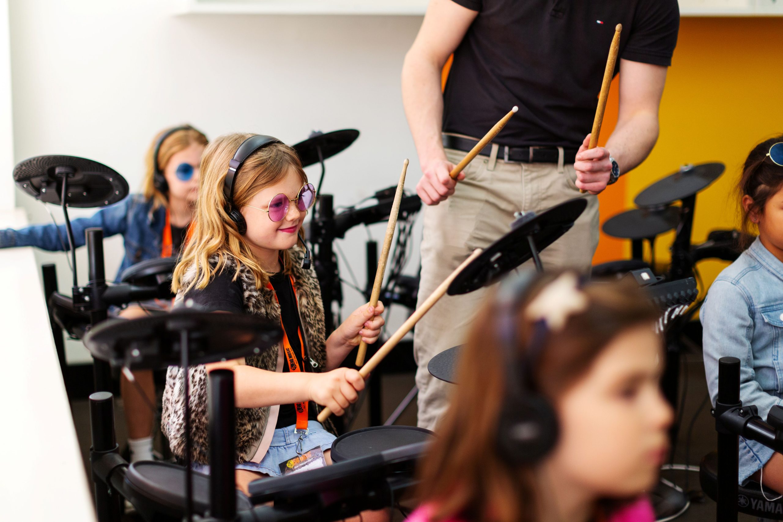 Children playing instruments at Big Music in Crows Nest NSW during a school holiday program